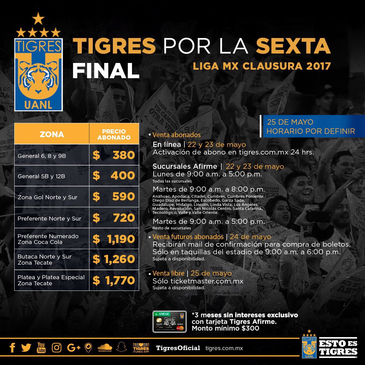Boletos final Tigres vs Chivas clausura 2017 futbol mexicano Apuntes